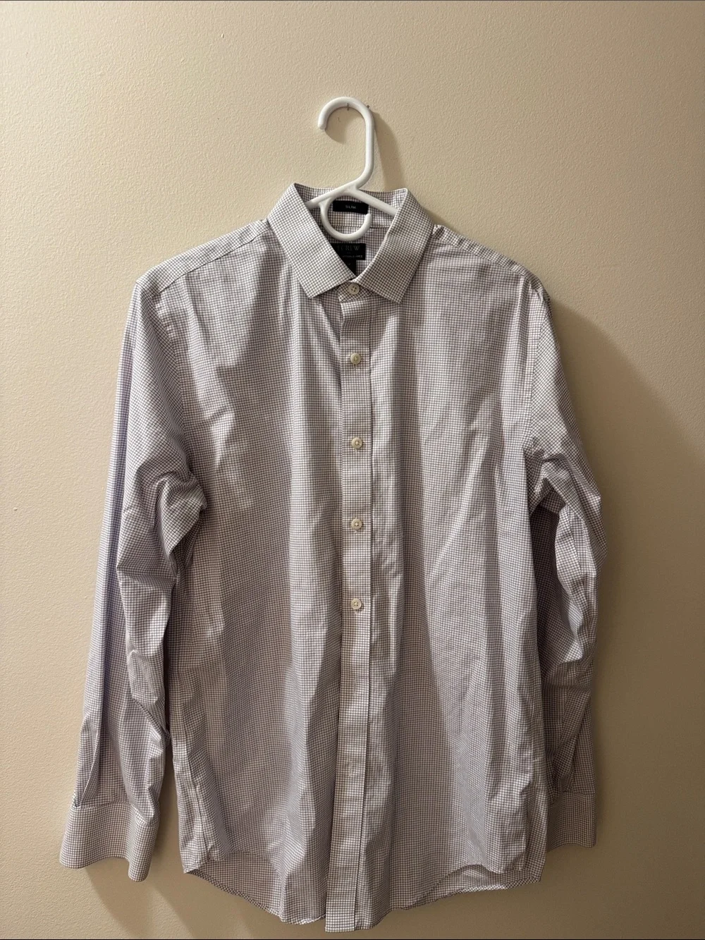 J. Crew Men’s purple and White Micro-Check Dress Shirt